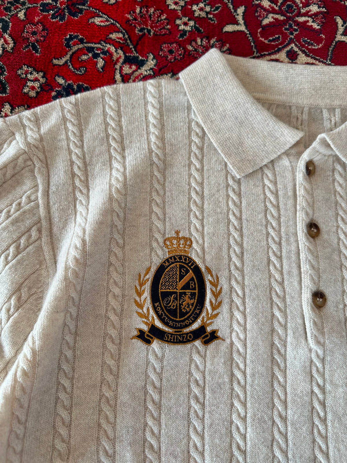 Cashmere Cable Knit Polo