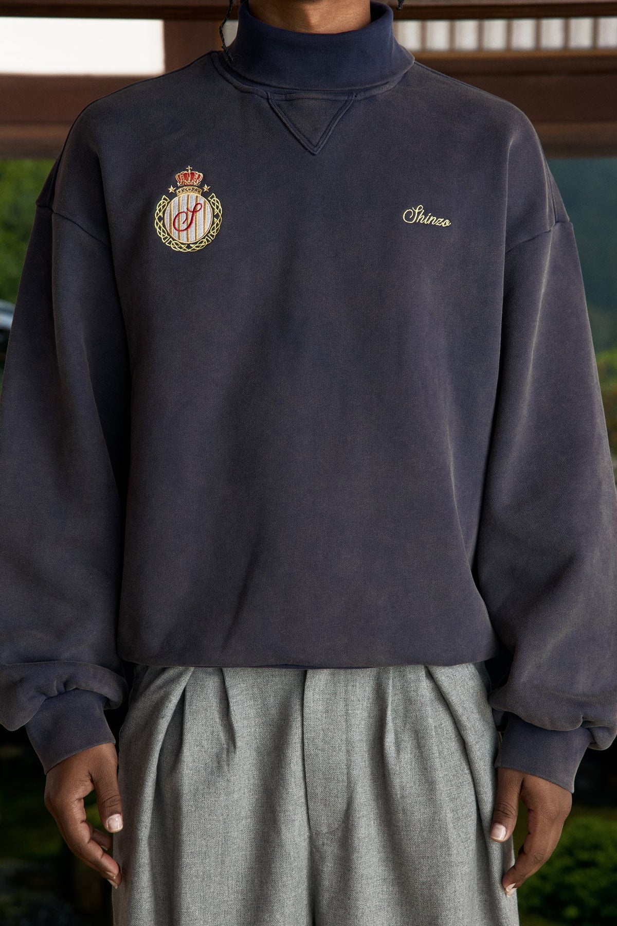 Washed Lavender Jersey Turtleneck Sweater
