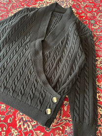 Black Cable Knit Cardigan - detail 2