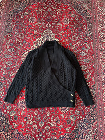 Black Cable Knit Cardigan - front