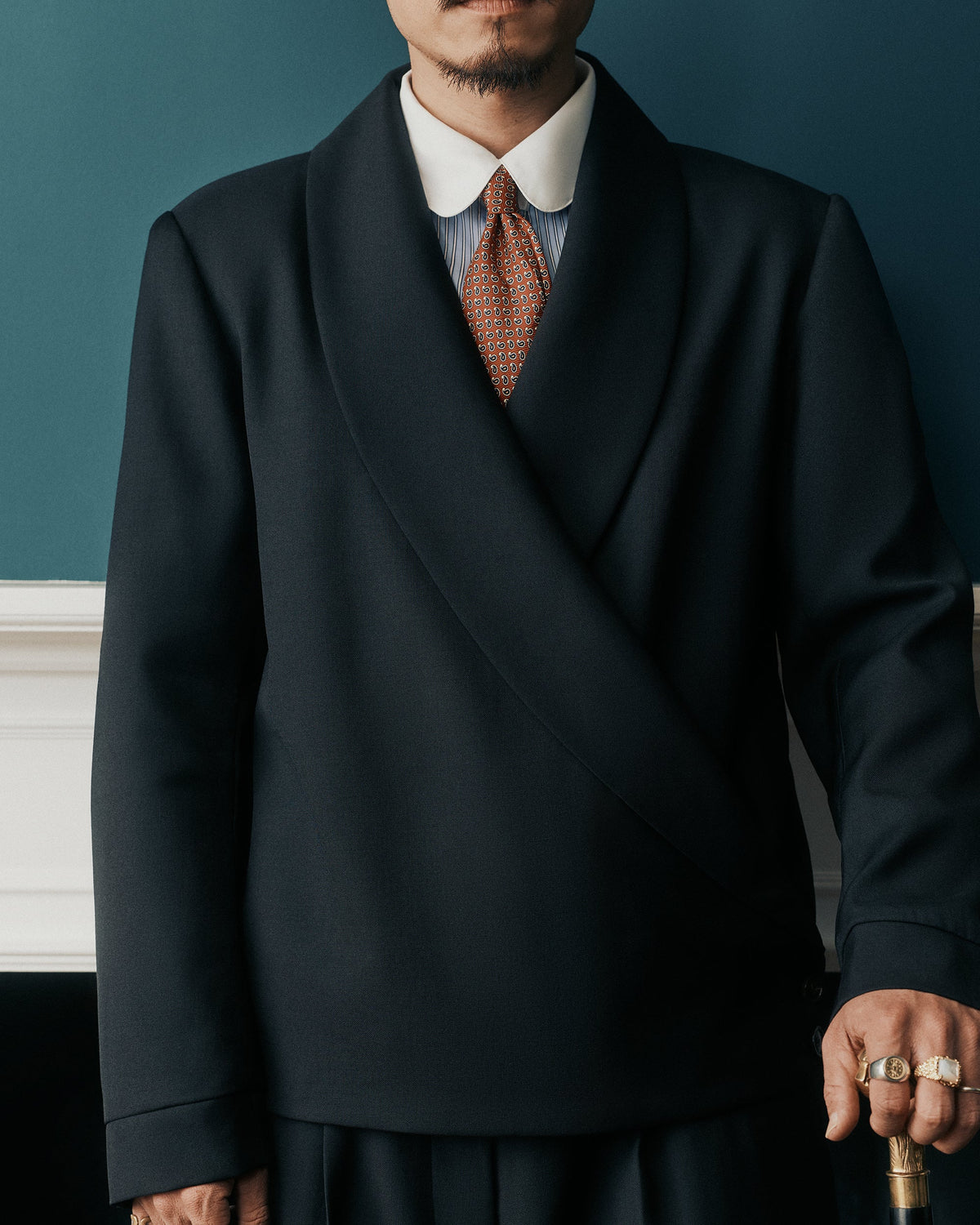Black Japanese Wool Kimono Blazer