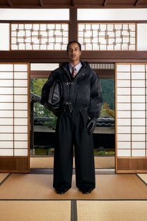 Shige Black Canvas Clasp Bomber Jacket
