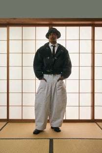 Shige Black Canvas Clasp Bomber Jacket