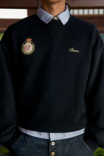 Aged Black Cotton Jersey Crewneck