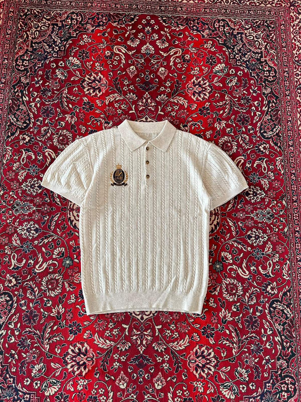 Cashmere Cable Knit Polo