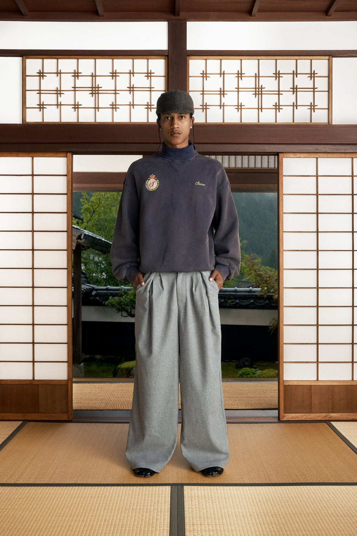 Gyokudō Ash Grey Pleated Wool Trousers