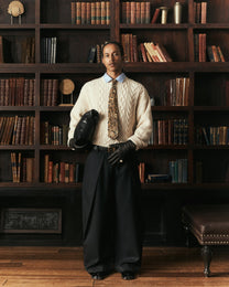 Sūtsu Wool Blend Black Pinstripe Trousers