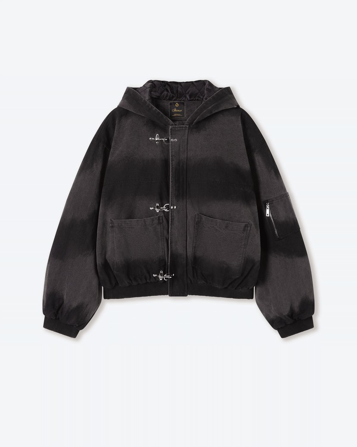 Shige Black Canvas Clasp Bomber Jacket
