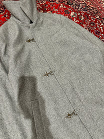 Grey Herringbone Clasp Trench Coat