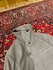 Grey Herringbone Clasp Trench Coat