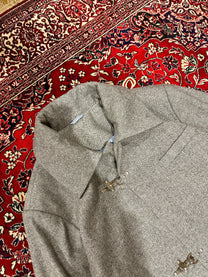 Grey Herringbone Clasp Trench Coat