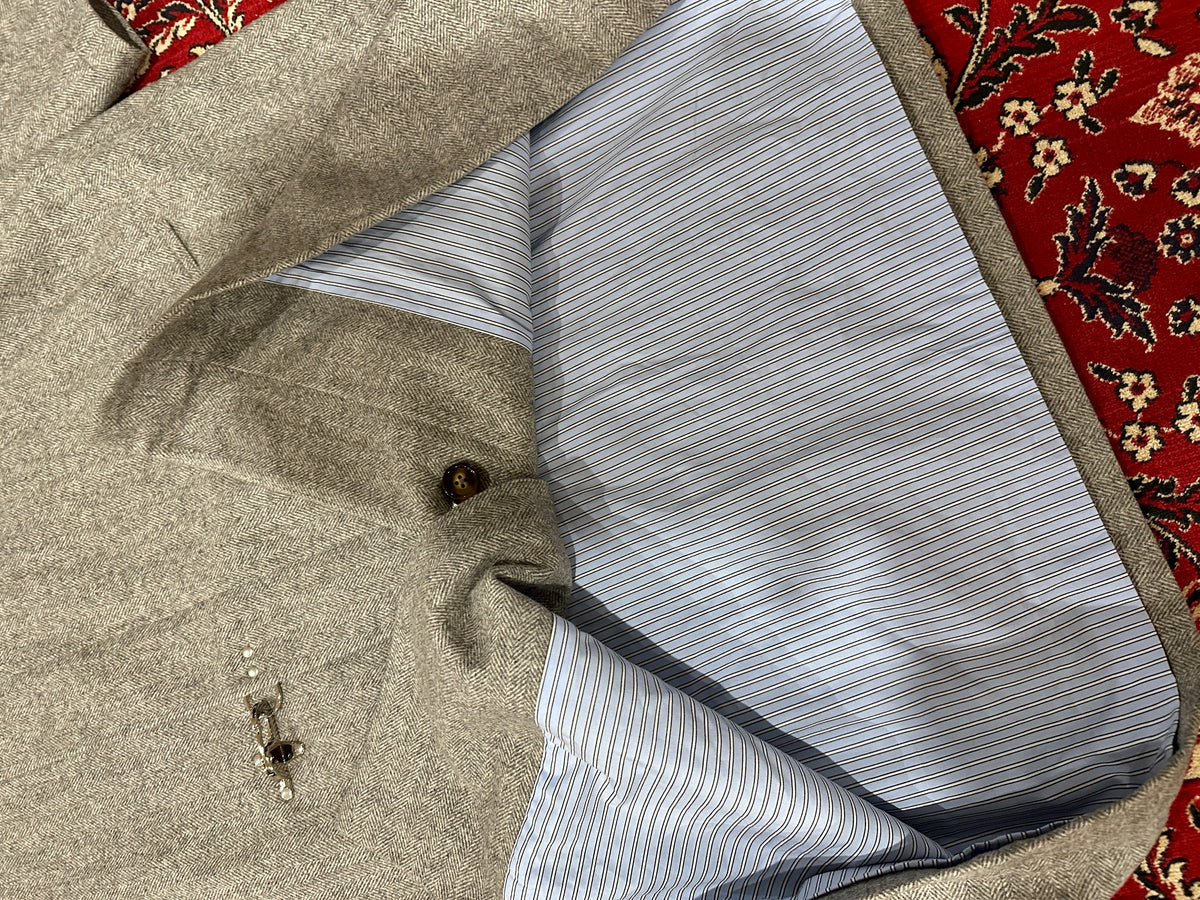 Grey Herringbone Clasp Trench Coat