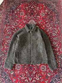 Brown Speckled Plaid Lined Zip Up Jacket