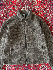 Brown Speckled Plaid Lined Zip Up Jacket