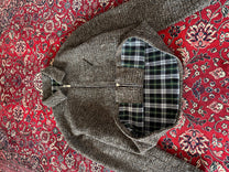 Brown Speckled Plaid Lined Zip Up Jacket