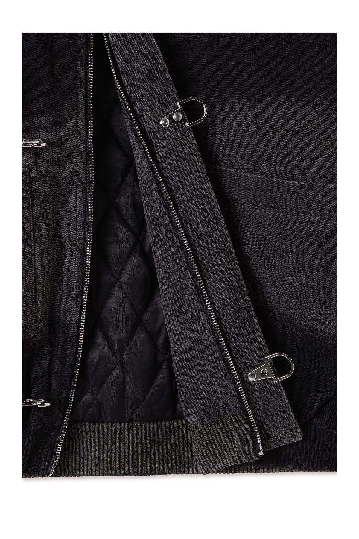 Shige Black Canvas Clasp Bomber Jacket