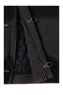 Shige Black Canvas Clasp Bomber Jacket