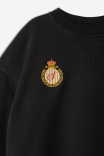 Aged Black Cotton Jersey Crewneck