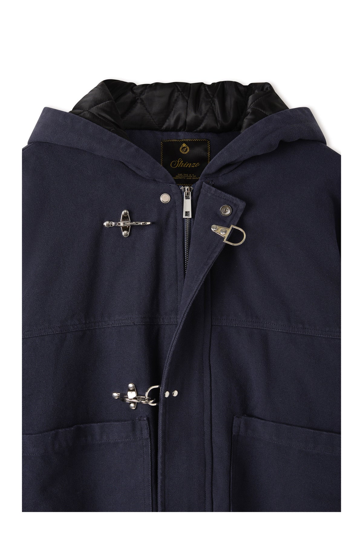 Shige Navy Canvas Clasp Bomber Jacket