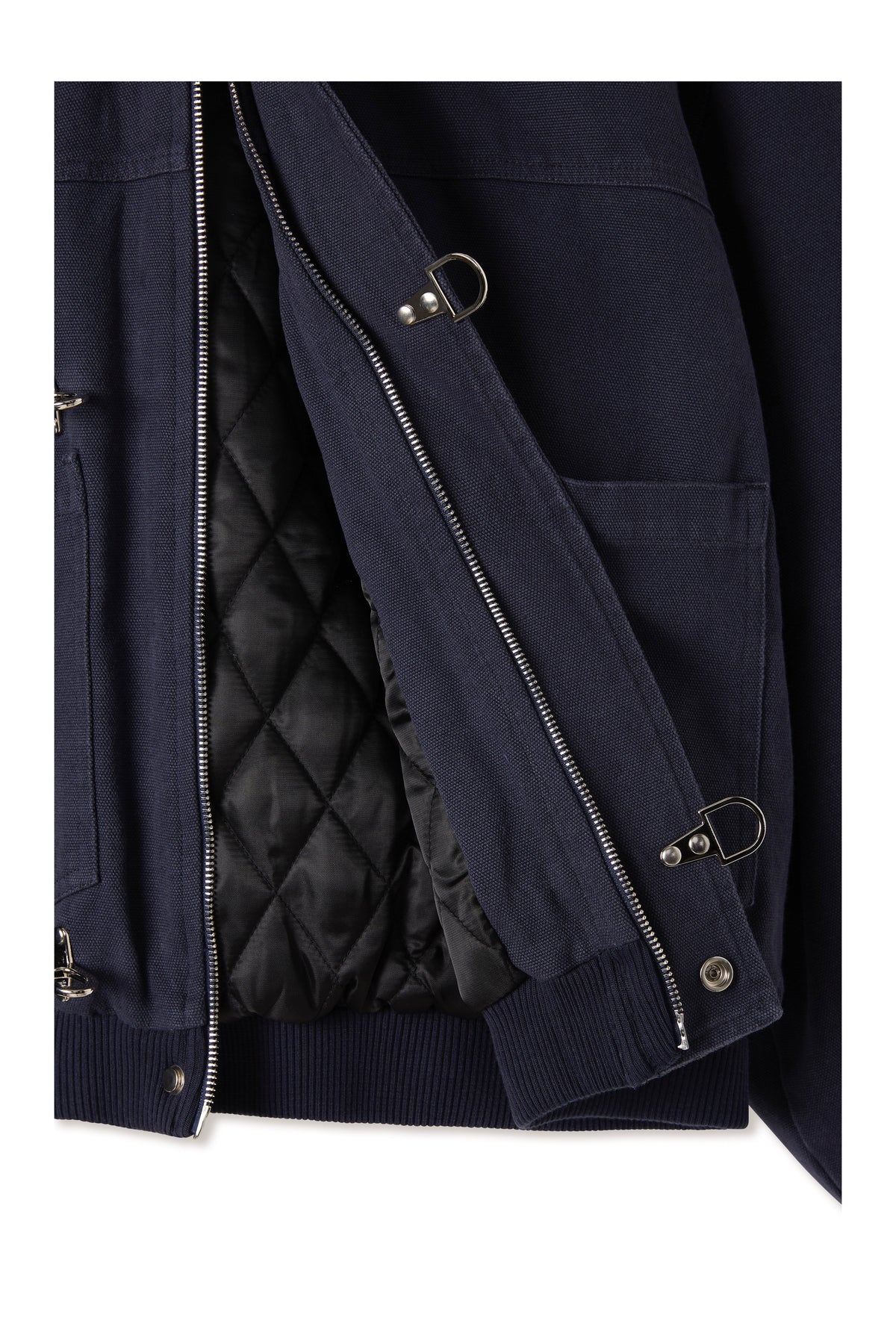 Shige Navy Canvas Clasp Bomber Jacket