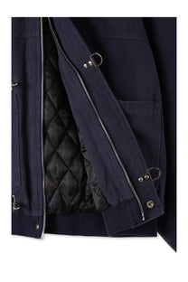 Shige Navy Canvas Clasp Bomber Jacket