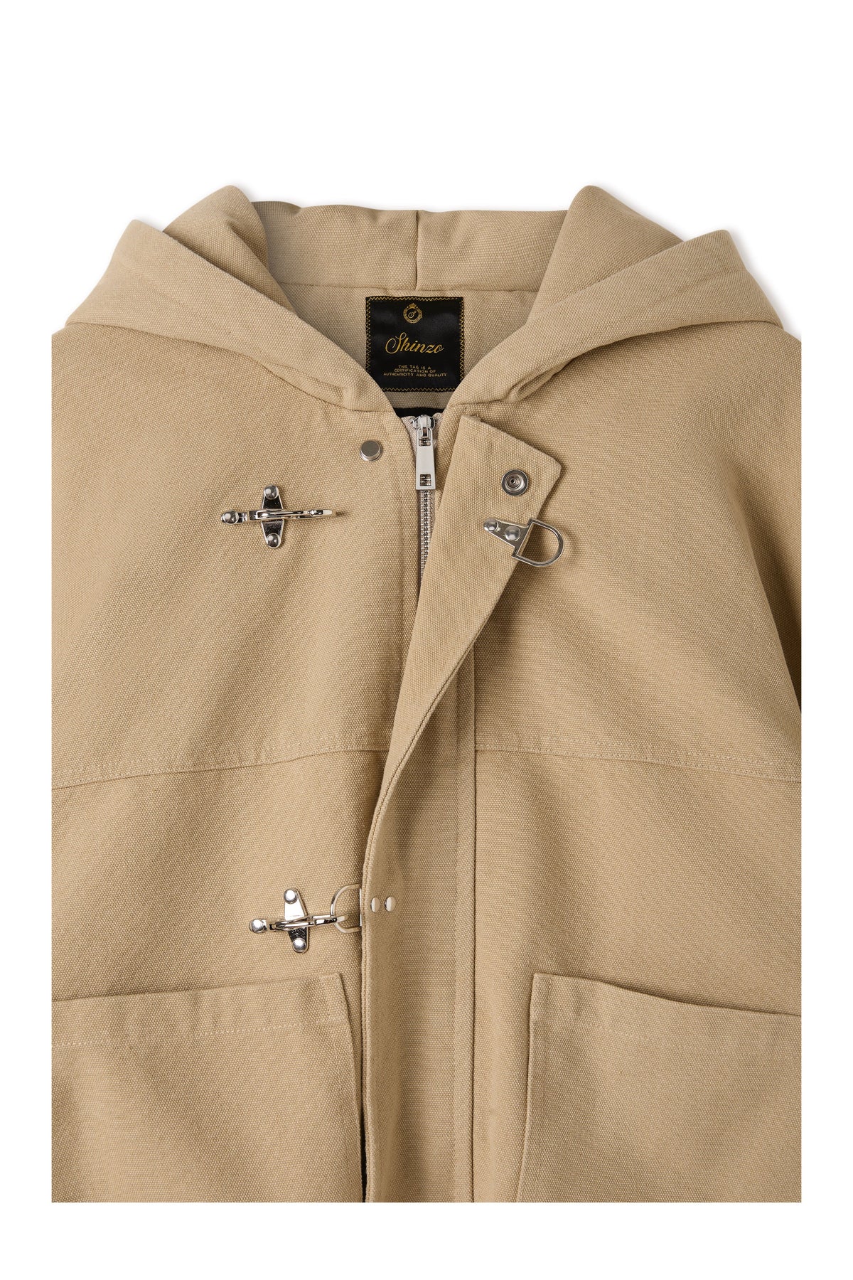 Shige Khaki Canvas Clasp Bomber Jacket