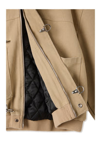Shige Khaki Canvas Clasp Bomber Jacket
