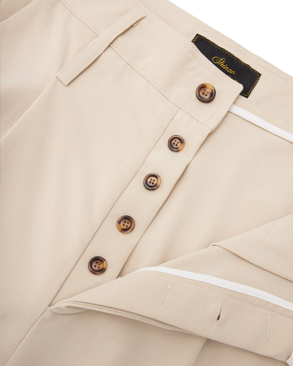 Double Waist Beige Wool Pants