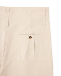 Double Waist Beige Wool Pants