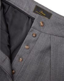 Sūtsu Wool Blend Granite Pinstripe Trousers