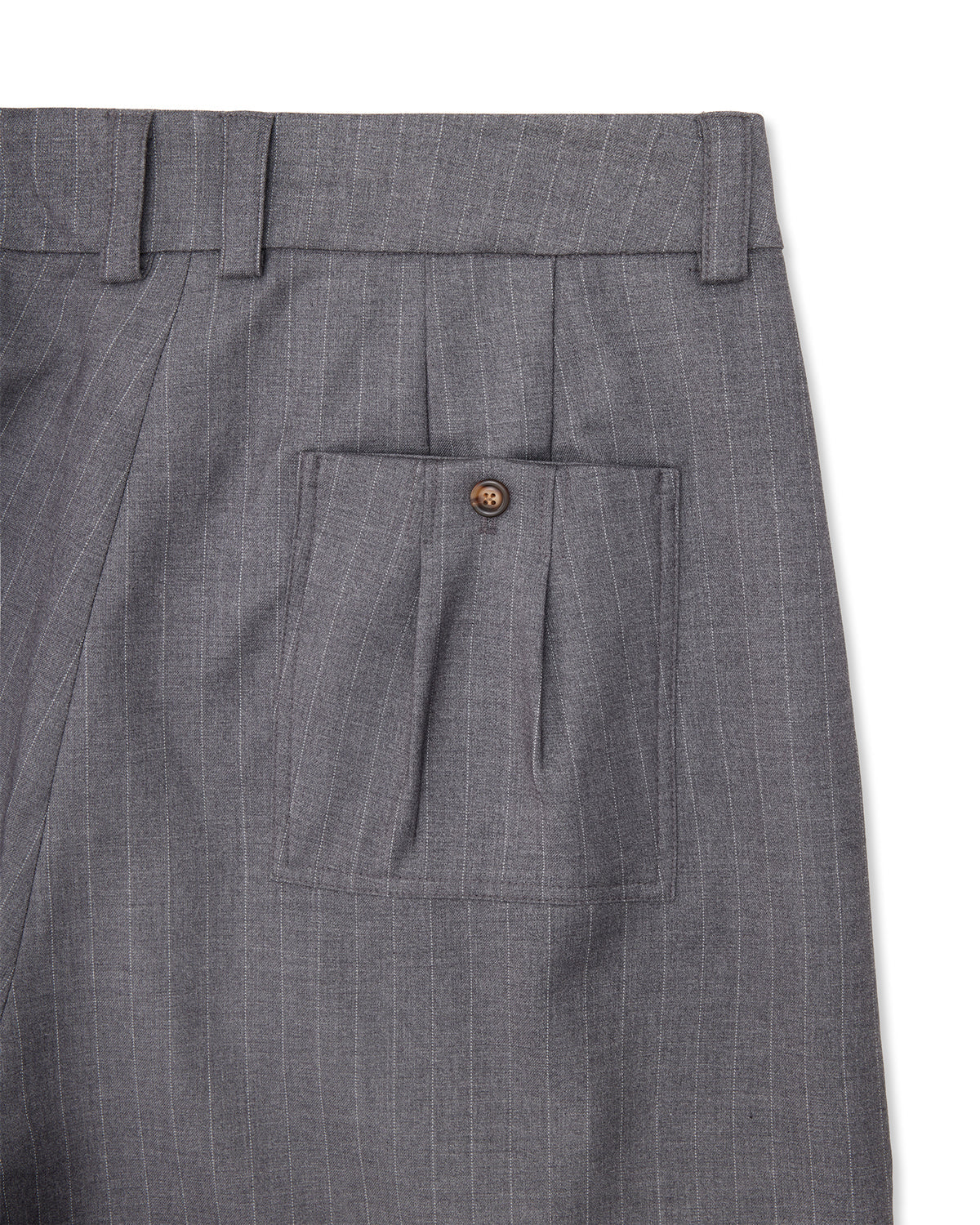 Sūtsu Wool Blend Granite Pinstripe Trousers