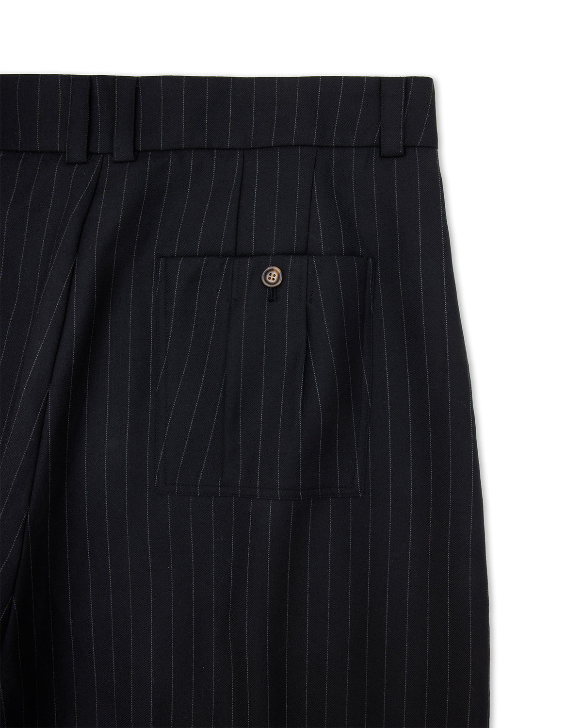 Sūtsu Wool Blend Black Pinstripe Trousers