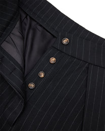 Sūtsu Wool Blend Black Pinstripe Trousers