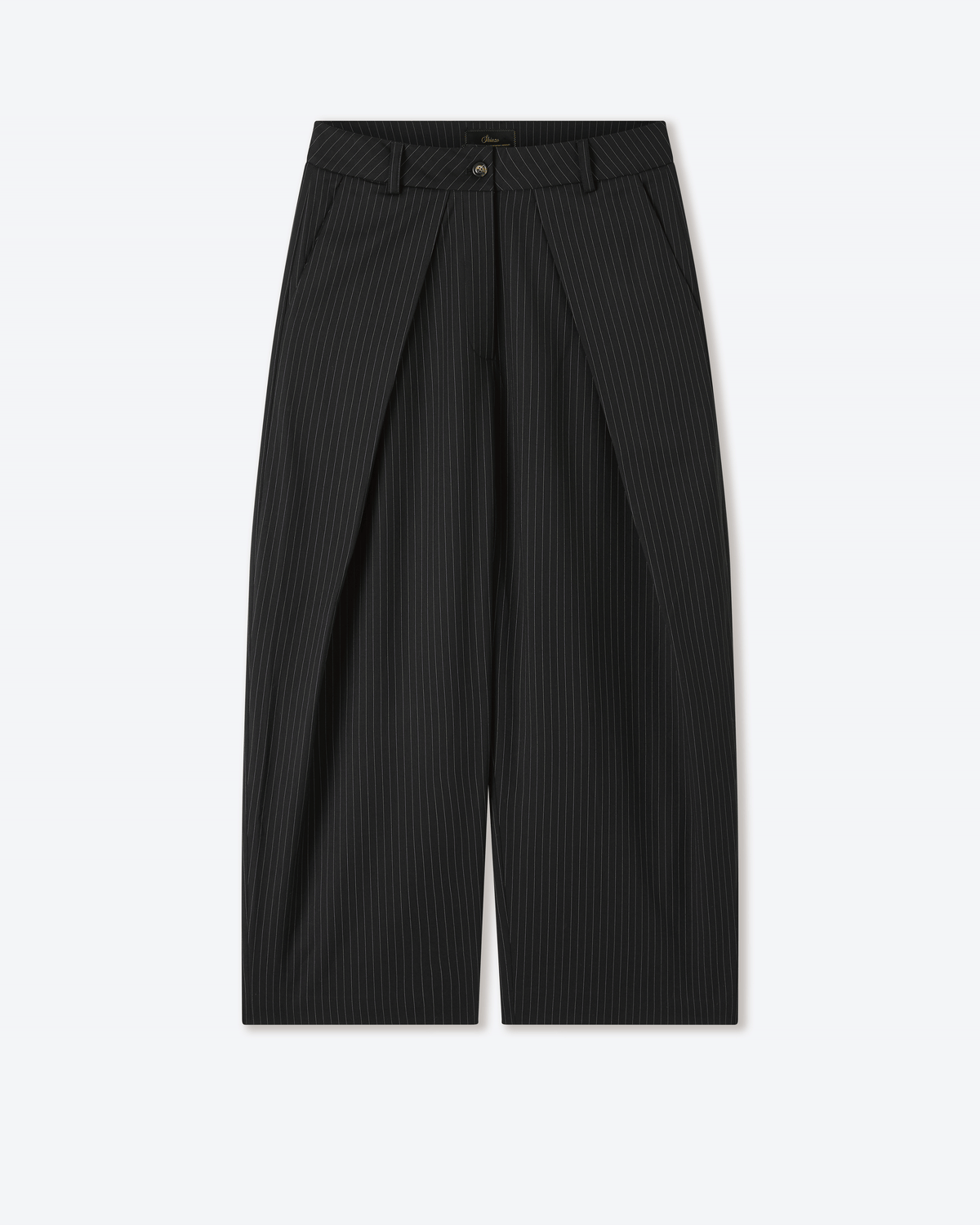 Sūtsu Wool Blend Black Pinstripe Trousers