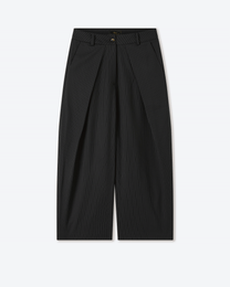 Sūtsu Wool Blend Black Pinstripe Trousers