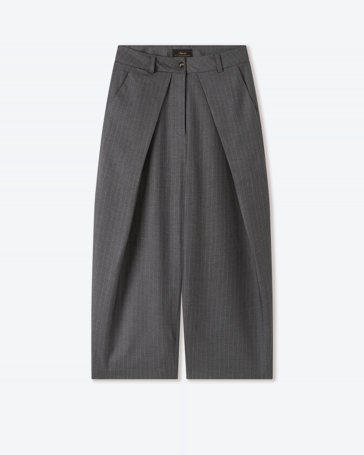 Sūtsu Wool Blend Granite Pinstripe Trousers