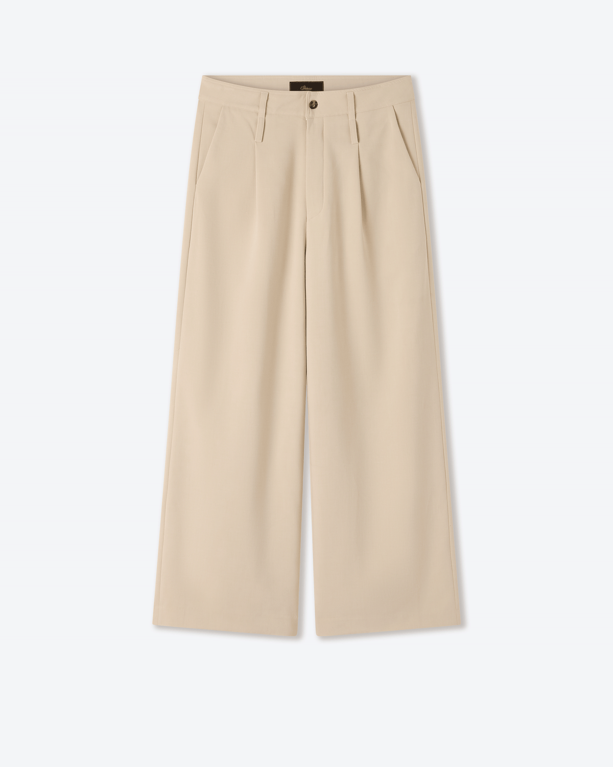 Double Waist Beige Wool Pants