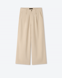 Double Waist Beige Wool Pants