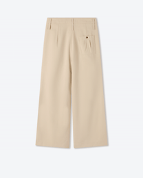 Double Waist Beige Wool Pants