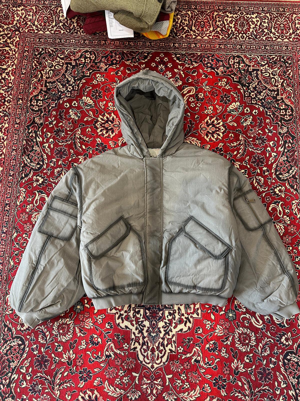 Grey Bomber Puffer Jacket front