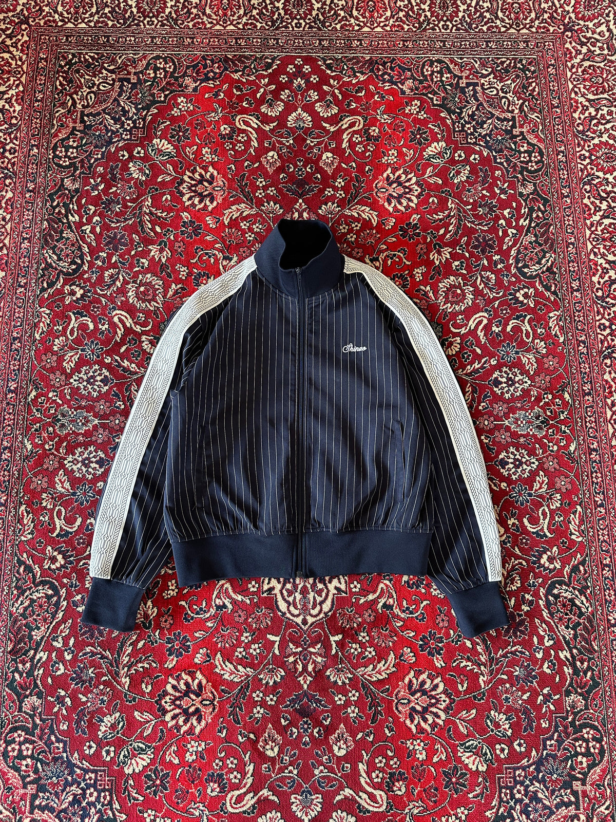 Navy Blue Pinstripe Track Jacket - IMG_6344