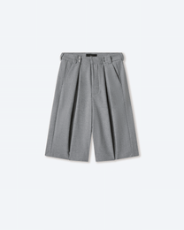 Gyokudō Ash Grey Bermuda Pleated Shorts