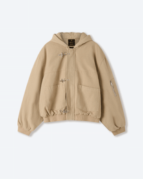 Shige Khaki Canvas Clasp Bomber Jacket