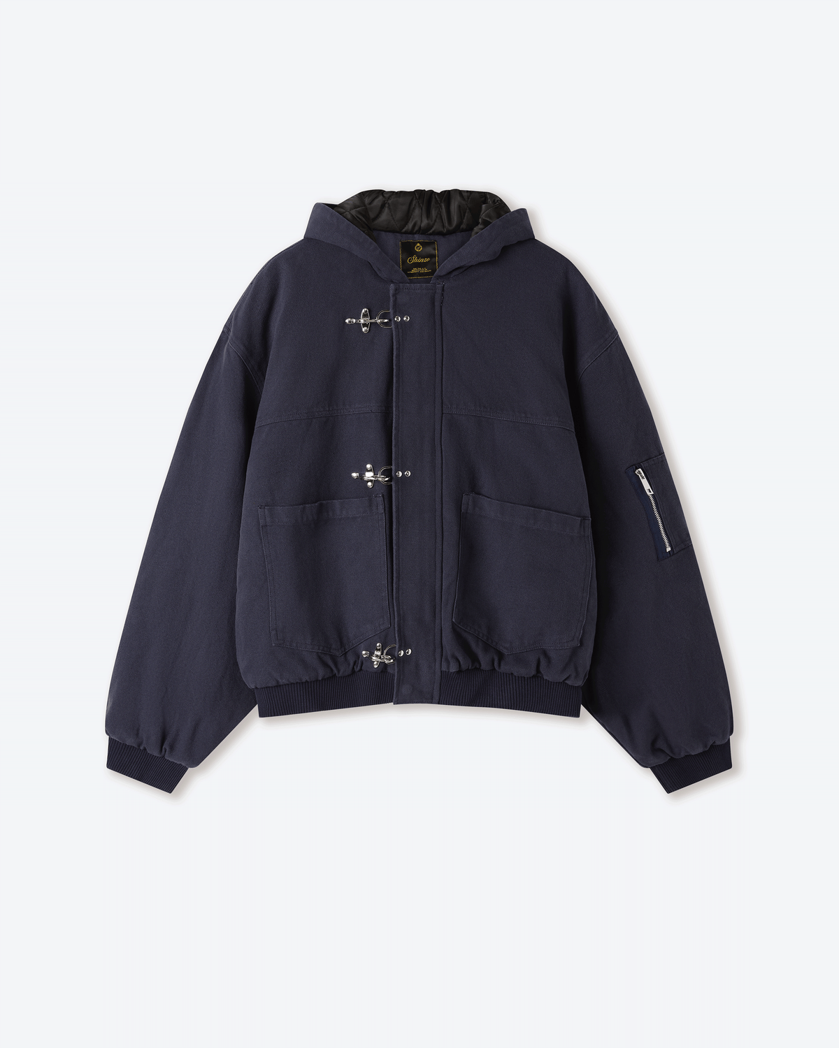 Shige Navy Canvas Clasp Bomber Jacket