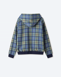 Turquoise Plaid Zip Up Hoodie