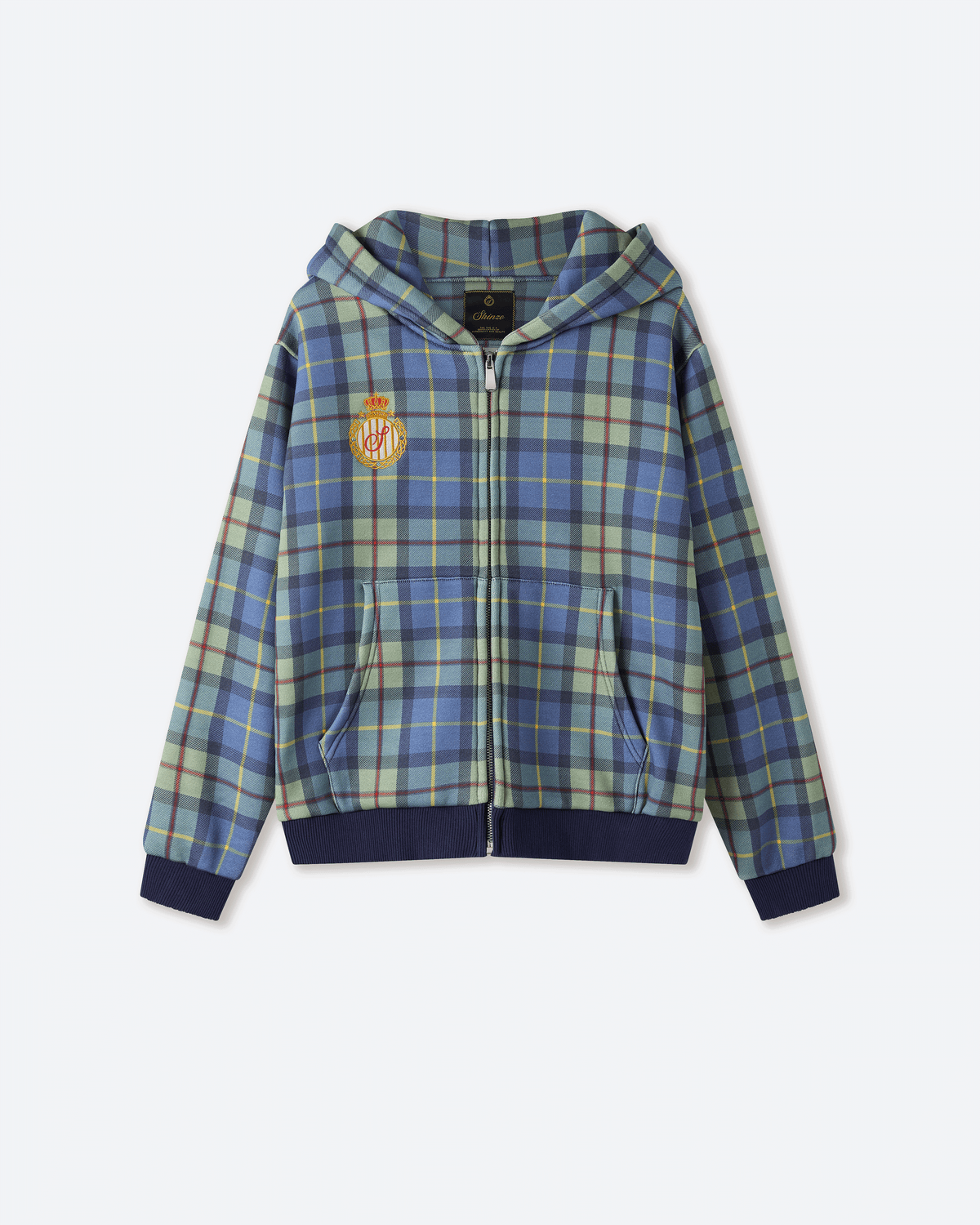 Turquoise Plaid Zip Up Hoodie